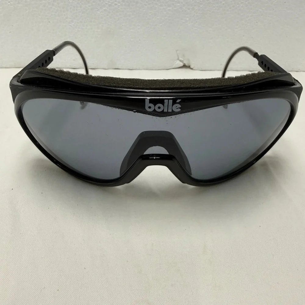 Bolle‎ Sunglasses Unisex Black Chronoshield Vintage Shield Wrap Sport Glasses